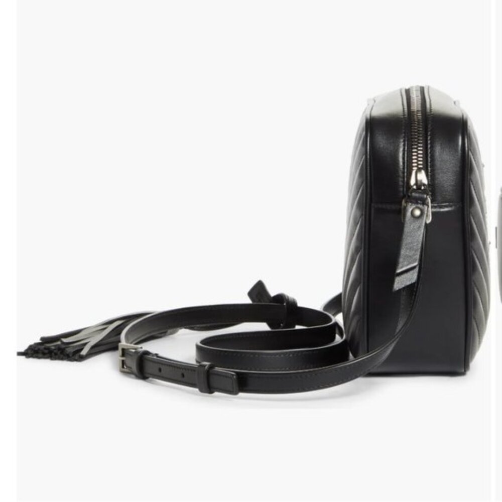 Saint Laurent Lou Matelassé Leather Camera Crossbody HandBag Black Silver Hardw - Picture 7 of 16